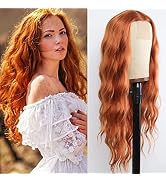 EVLYNN Ginger Orange Color Lace Front Wigs Loose Wave Wigs for Fashion Women Heat Resistant Natur...