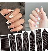 6 Sheets French Manicure Edge Auxiliary Nail Stickers Wavy Line 3D Self -Adhesive DIY Template Na...