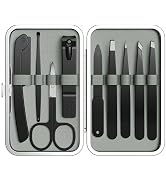 Yougai Tweezers Set, 9 Pcs Tweezers and Nail Clippers Kit for Facial Hair Women with Travel Case,...