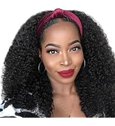 XSY Headband Wig Human Hair Kinky Curly Headband Wigs For Black Women Glueless None Lace Front Wi...