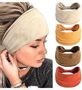SAWINDA Headbands for Women Colorful Wide Stretchy Knotted Sweatbands Moisture Wicking Head Band ...