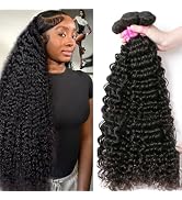 12A Deep Wave Human Hair Bundles 24 26 28 Inch Deep Curly Bundles Human Hair 100% Unprocessed Bra...