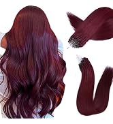 Micro Link Hair Extensions Human Hair 30g 18inch(#99J) Wine Red Microlink Hair Extensions Human H...