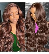 JTMMP 200 Density Chocolate Brown Lace Front Wigs Human Hair 22 Inch Body Frontal Wigs Human Hair...