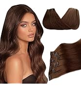 Clip in Hair Extensions, 70g 5pcs Chocolate Brown Clip in Hair Extensions Real Human Hair Long St...