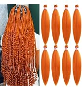 SIXERSI Ginger Orange Braiding Hair Pre Stretched 26 Inch Colored Braiding Hair Extensions for Br...