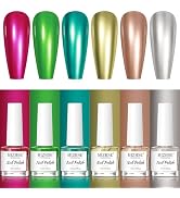 MIZHSE Chrome Nail Polish Set: 6 Colors Mirror Nail Polish for Nail Art, Silver Gold Green Mirror...