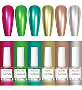 MIZHSE Chrome Nail Polish Set: 6 Colors Mirror Nail Polish for Nail Art, Silver Gold Green Mirror...
