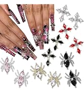 RODAKY Halloween Cross Nail Charms for Acrylic Nails 12PCS 3D Alloy Spider Nail Art Charms Decora...