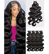 Fiquetel Human Hair Bundles 4 Bundles Hair Extensions Body Wave Bundles Human Hair 16 18 20 22 In...