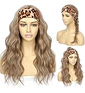 SAPPHIREWIGS Brown Headband Wigs for Women Body Wavy Headband Wigs Highlight Natural Brown Hair P...