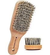 Beard Brush for Men with 100% Natural Bristles - Thick Facial Hair Styling Tool & Blow Dry Brush,...