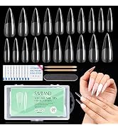 Saviland Soft Gel Nail Tips - 240PCS Soft Gel Full Cover Nail Tips Pre-Shape Stiletto Half Matte ...
