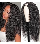 Yavida U Part Wig Human Hair Curly U Part Wigs for Black Women 180% Density U Part Human Hair Wig...