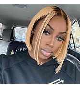YMSGIRL Dark Roots Ombre Lace Front Bob Wig Human Hair 1B/27 Lace Front Bob Wig 13x4 Straight Bob...