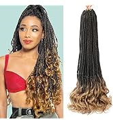 Anemoi Goddess Box Braids Crochet Hair, 22 Inch 7 Packs Pre Looped Ombre French Curl Braiding Hai...