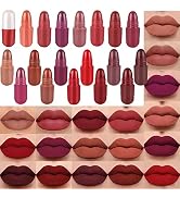 18Pcs Mini Capsule Makeup Lipstick Pills Set, Long Lasting Matte Lipstick Lip Stain Set Lápiz Lab...