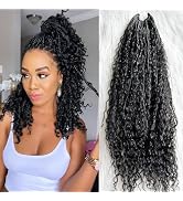 Crochet Boho Box Braids With Human Hair Curls Synthetic Hair For Braiding 14-30 inch Pre-looped B...