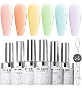 Candy Lover Jelly Gel Nail Polish Kit, 6 Translucent Jelly Sheer Macaron Green Purple Blue Colors...