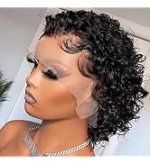 INSBEAUTY Pixie Cut Short Curly 13x1 Transparent HD Lace Front Wigs Brazilian Human Hair Pre Pluc...