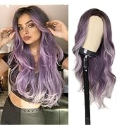 Purple Wigs for Women Long Wavy Wigs Synthetic Cosplay Wig Middle Part Heat Resistant Hair Colore...