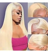 613 Lace Front Wig Human Hair Blonde 13x6 HD Transparent Lace Front Wigs Human Hair 180% Density ...