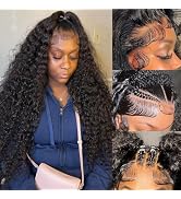 Simeider 32 Inch 13x6 Lace Front Wigs Human Hair Pre Plucked Deep Curly HD Lace Front Wigs Human ...