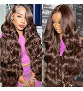 13x6 20 Inch Chocolate Brown Lace Front Wigs Human Hair Body Wave Lace Front Wigs Human Hair wig ...
