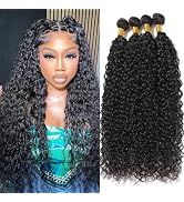 Borchan Brazilian Water Wave 4 Bundles Human Hair Water Curly Wave Human Hair Bundles for Black W...