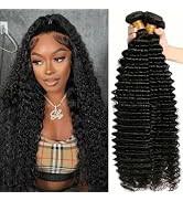 Deep Wave Human Hair Bundles 22 24 26 Inch 12A Brazilian Deep Wave Wet and Wavy Bundles Double We...