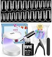 Yevyo Gel x Nail Kit, Gel Nail Extension Kit with 500 Pcs Short Square Pre-Shaped Nail Tips, Port...