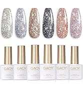 GAOY Chrome Platinum Glitter Nail Polish Set, 6 Colors Including Sparkly Shiny UV LED Soak Off Bl...