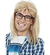 ALLAURA Garth Wig 90s Guitar Rocker Blonde Mullet Wig + Black Glasses | Mens 80s Punk Heavy Metal...