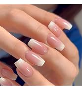 ArtiClaws Press On Nails Short Medium Coffin Glossy Full Cover Ballet Fake Nails Reusable Artific...
