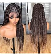 Annivia 36Inch Full Double Lace Knotless Box Braids Wigs for Black Women Pre Plucked with Baby Ha...