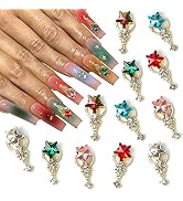 RODAKY 3D Nail Art Charms Multi Color Star Shape Nail Jewelry with Gems Rhinestones Alloy Metal N...