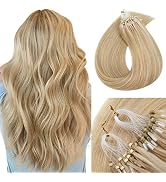 MY-LADY Microlink Hair Extensions Microbead Human Hair Extensions 16 Inch Micro Loop Blonde Hair ...