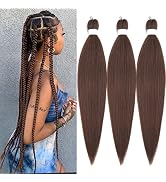 Brown Braiding Hair Pre Stretched Micro Prestretched Braiding Hair 26 inch 3 Packs Synthetic Hair...
