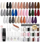 ROSALIND 29PCS Dip Nails Powder Starter Kit, 20 Colors Dip Powder Nail Kit Nude Brown Black Glitt...