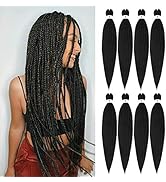 8 Pack Pre Stretched Braiding Hair 26 Inch Easy Braid Black Yaki Texture Synthetic Fluffy Hair Ex...