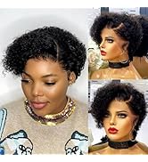 Rebecca Fashion Curly Pixie Cut Lace Front Wigs Human Hair Water Wave Short Pixie Cut Wig Side Pa...