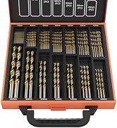 ENERTWIST Titanium Coated Drill Bit Set,99 Pcs High-Speed Steel HSS Twist Bits for Metal, Wood, P...