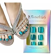 Fantasticlady,Press on toenails Short Length,Cat’s eye style (light blue)