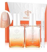 modelones Nail Natural Concealer Kit, Nail Polish Foundation with Top Coat & Cuticle Oil Pen, 3 P...