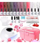 Candy Lover Gel Nail Polish Kit, 12 Colors Translucent Jelly Gel Nail Polish, Gel Nail Kit, UV Li...