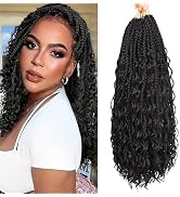 14 Inch Boho Box Braids Crochet Hair Bohomian Crochet Box Braids Curly Ends 7 Packs Pre Looped Go...