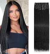 Benehair Straight Clip in Hair Extensions for Black Women, 12PCS Natural Black Hair Extensions So...