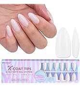 Almond Gel Nail Tips Medium - BTArtboxnails Soft Gel Nail Tips Medium, Milky White Press On Nails...