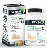 Renew Actives 1100mg Organic Lions Mane Mushroom Supplement (120 Capsules), 40% Polysaccharides a...