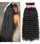Deep Wave Human Hair Bundles 18 20 22 Inch Deep Curly Bundles Human Hair 100% Unprocessed Brazili...